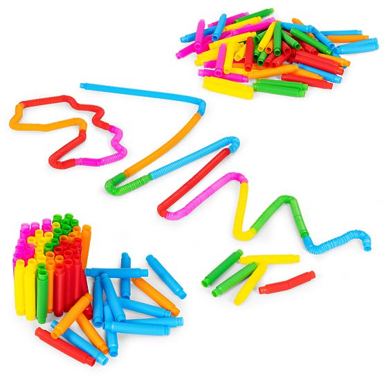 Tubes sensorielles colorées pop tube pour enfants tubes antistress à connecter 60 pièces
