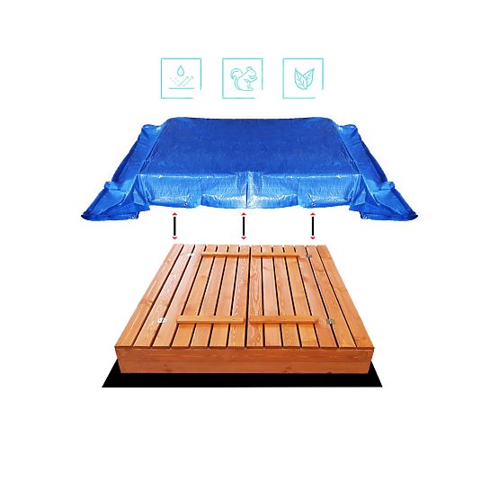 Bac à sable fermé avec bancs 140 x 140 - imprégné