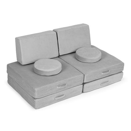 Grand canapé modulaire pliable pour enfants DIY 8 coussins doux - gris ECOTOYS