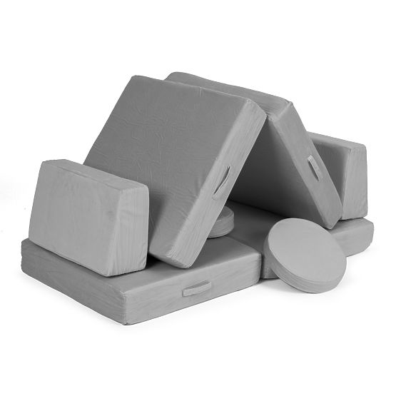 Grand canapé modulaire pliable pour enfants DIY 8 coussins doux - gris ECOTOYS