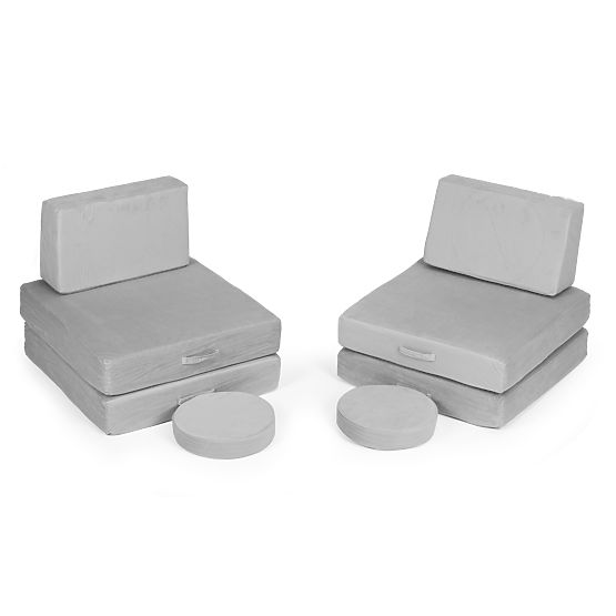 Grand canapé modulaire pliable pour enfants DIY 8 coussins doux - gris ECOTOYS