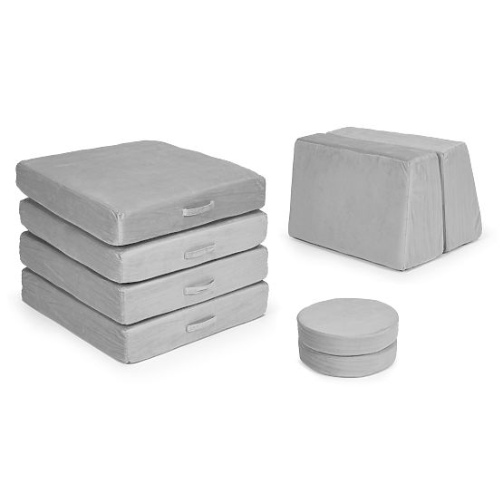 Grand canapé modulaire pliable pour enfants DIY 8 coussins doux - gris ECOTOYS