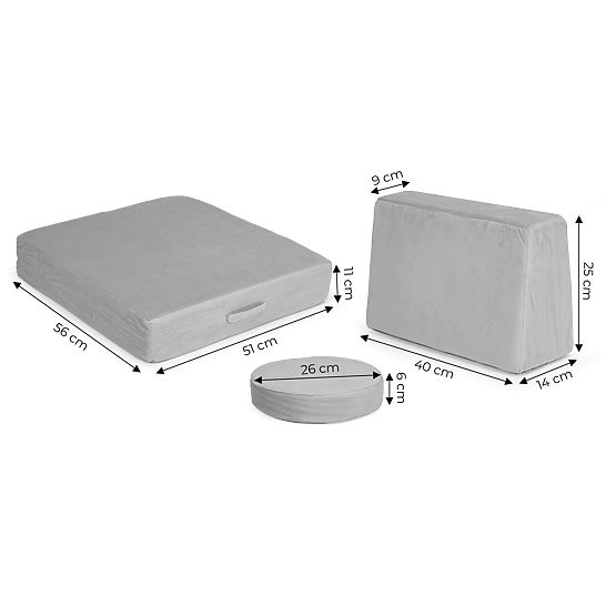 Grand canapé modulaire pliable pour enfants DIY 8 coussins doux - gris ECOTOYS