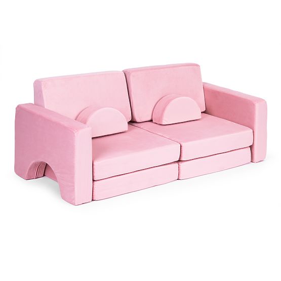Grand canapé modulaire pliable pour enfants pour 2 personnes DIY 10 coussins doux - rose ECOTOYS