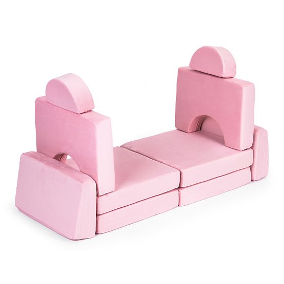 Grand canapé modulaire pliable pour enfants pour 2 personnes DIY 10 coussins doux - rose ECOTOYS