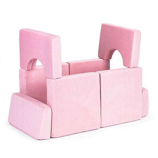 Grand canapé modulaire pliable pour enfants pour 2 personnes DIY 10 coussins doux - rose ECOTOYS