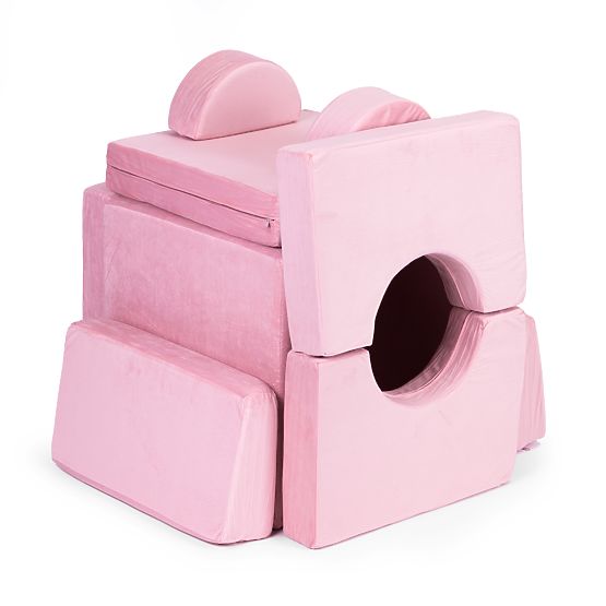 Grand canapé modulaire pliable pour enfants pour 2 personnes DIY 10 coussins doux - rose ECOTOYS