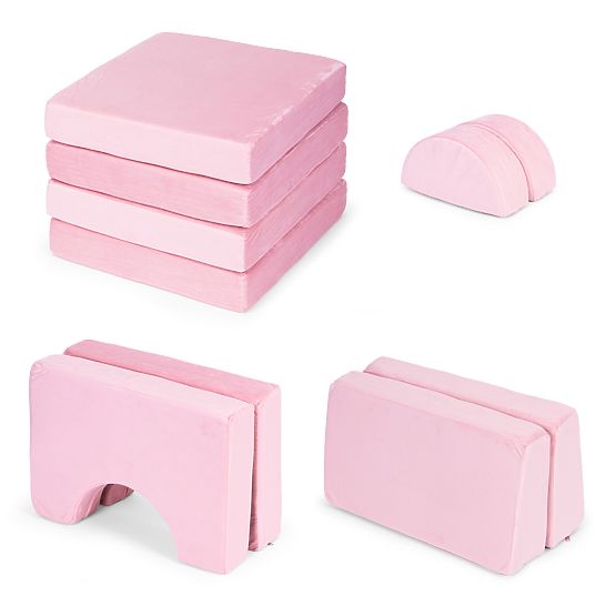 Grand canapé modulaire pliable pour enfants pour 2 personnes DIY 10 coussins doux - rose ECOTOYS