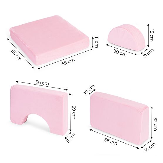 Grand canapé modulaire pliable pour enfants pour 2 personnes DIY 10 coussins doux - rose ECOTOYS