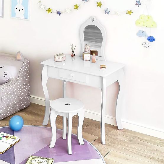 Grande coiffeuse pour enfants avec miroir pour filles ECOTOYS