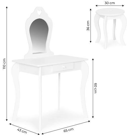 Grande coiffeuse pour enfants avec miroir pour filles ECOTOYS