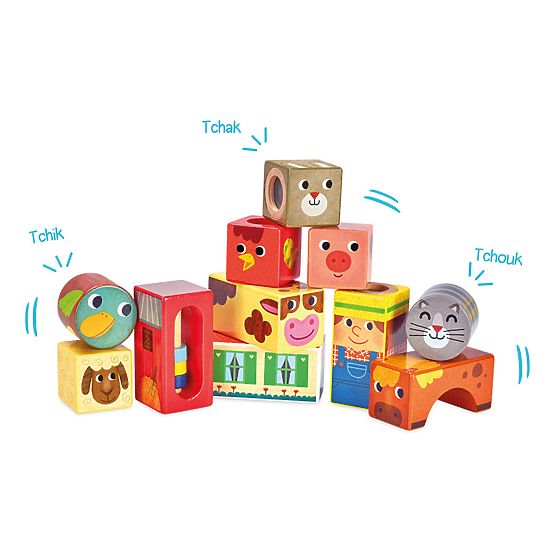 Vilac Cubes sonores en bois Ferme