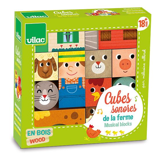 Vilac Cubes sonores en bois Ferme