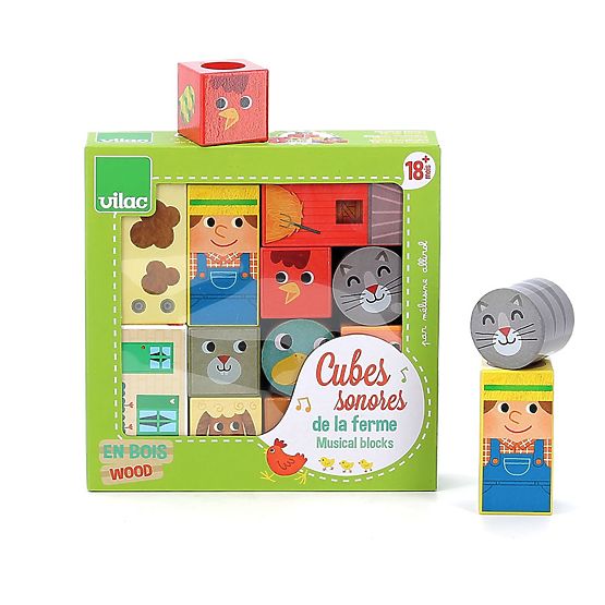 Vilac Cubes sonores en bois Ferme