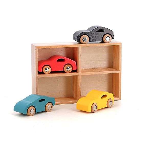 Vilac Ensemble de 4 petites voitures en bois Super Vilacity