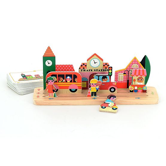 Vilac Jeu de logique en bois Construis-le correctement ! Ville