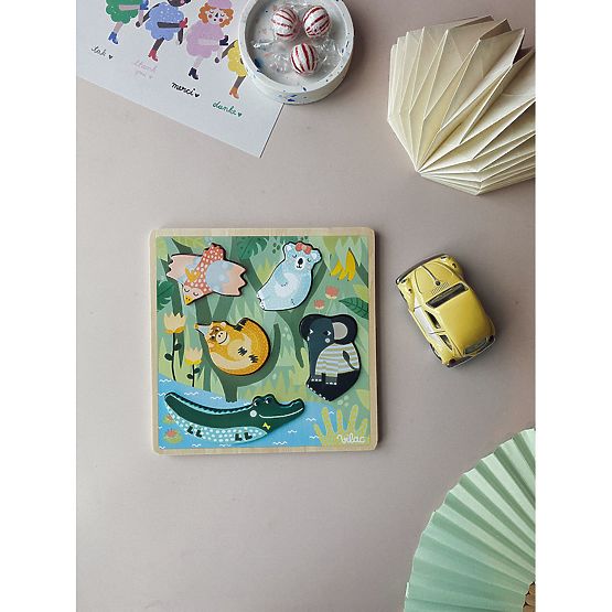 Vilac Puzzle d'insertion sensorielle Jungle
