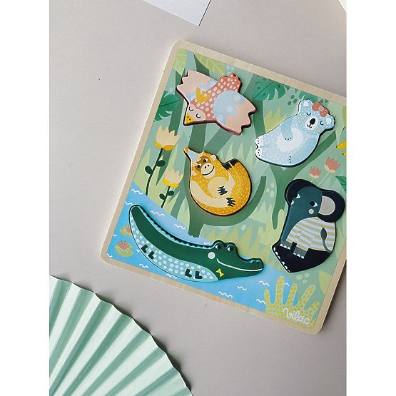 Vilac Puzzle d'insertion sensorielle Jungle