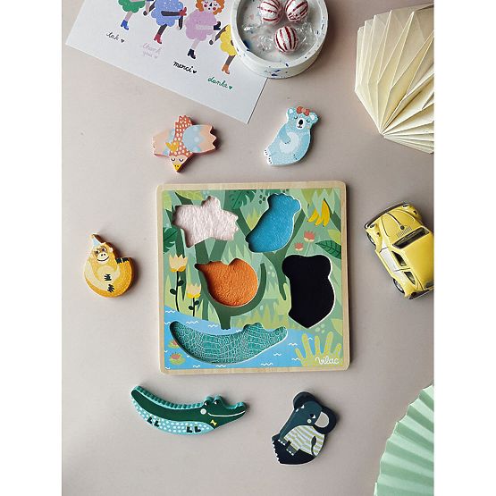Vilac Puzzle d'insertion sensorielle Jungle