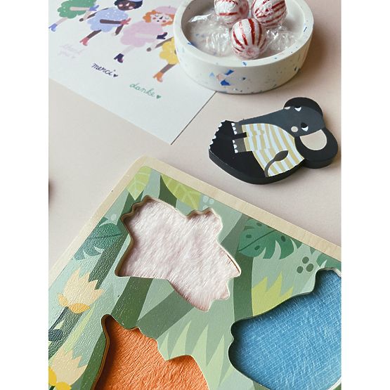 Vilac Puzzle d'insertion sensorielle Jungle