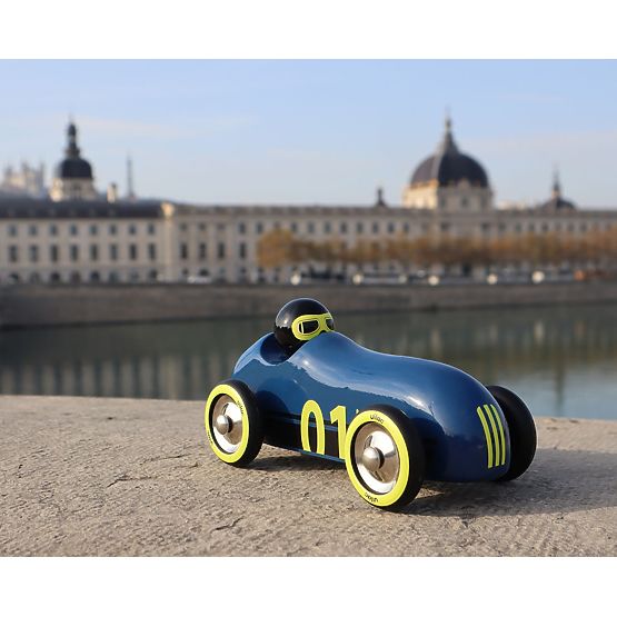 Vilac Voiture en bois Old Sport Compet bleu foncé