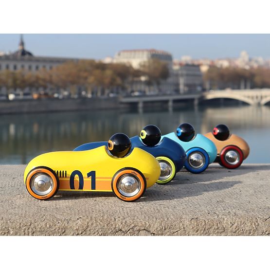 Vilac Voiture en bois Old Sport Compet jaune