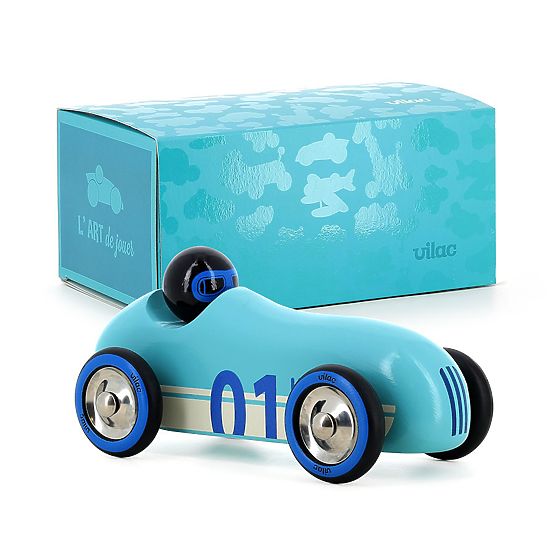 Vilac Voiture en bois Old Sport Compet turquoise