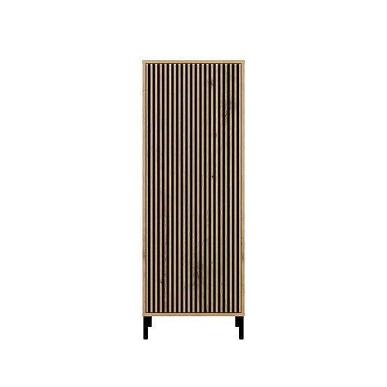 Vitrine KAMARO 1DD SLIM CHÊNE ARTISAN Panneau Frontal Lamellé