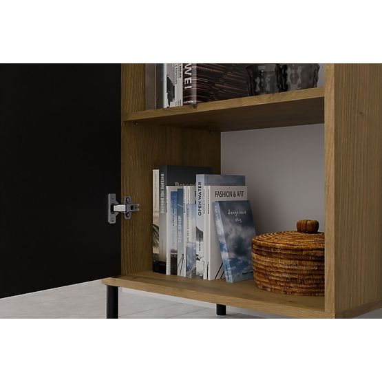 Vitrine KAMARO 1DD SLIM CHÊNE ARTISAN Panneau Frontal Lamellé