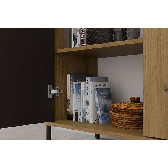 Vitrine KAMARO 2DD SLIM/LISSE CHÊNE ARTISAN Lamelé Avant Rainuré + Classique