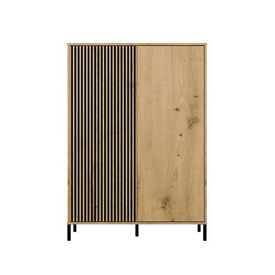 Vitrine KAMARO 2DD SLIM/LISSE CHÊNE ARTISAN Lamelé Avant Rainuré + Classique