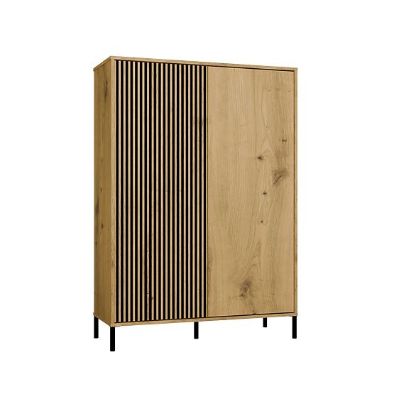 Vitrine KAMARO 2DD SLIM/LISSE CHÊNE ARTISAN Lamelé Avant Rainuré + Classique