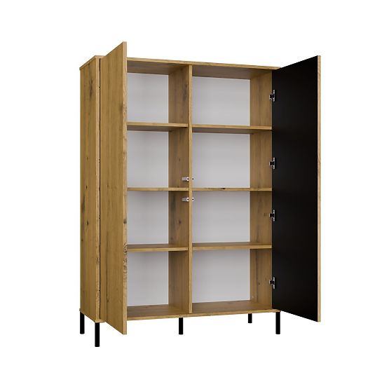 Vitrine KAMARO 2DD SLIM/LISSE CHÊNE ARTISAN Lamelé Avant Rainuré + Classique