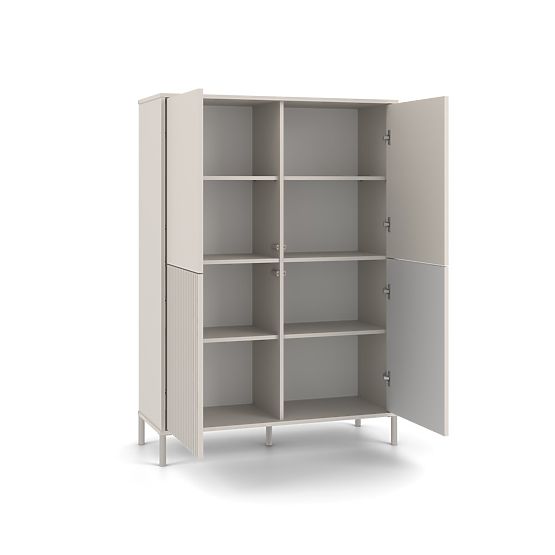 Vitrine KAMARO 4DK SLIM/LISSE CASHMERE 4 Portes Lames Rainurées + Classiques