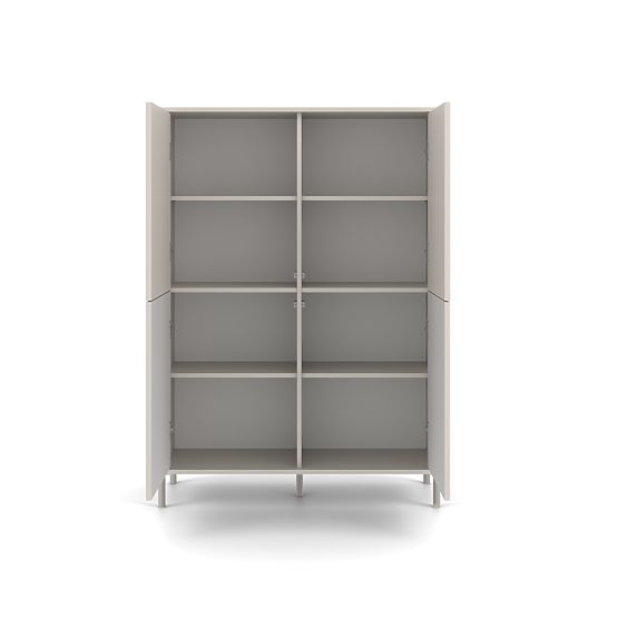 Vitrine KAMARO 4DK SLIM/LISSE CASHMERE 4 Portes Lames Rainurées + Classiques