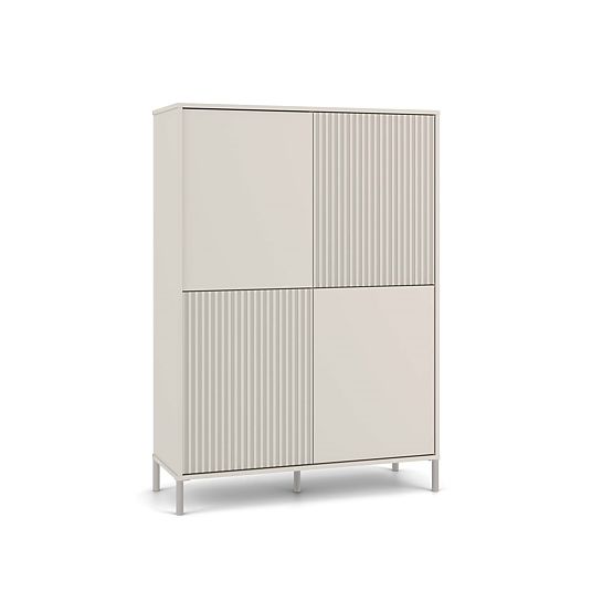 Vitrine KAMARO 4DK SLIM/LISSE CASHMERE 4 Portes Lames Rainurées + Classiques