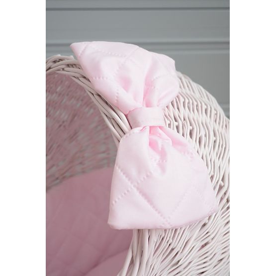 Landau haut en osier pour poupées - rose