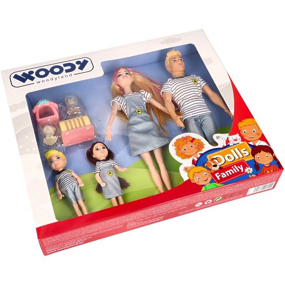 Woodyland Famille moderne de poupées avec animaux