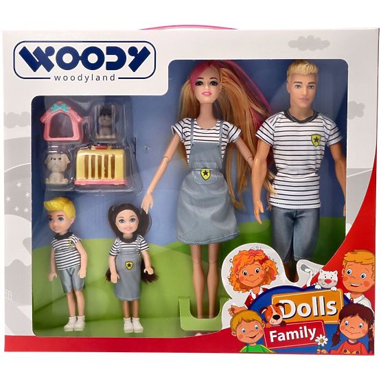 Woodyland Famille moderne de poupées avec animaux