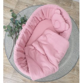 Lit en osier avec équipement pour bébé - vieux rose, Ourbaby®