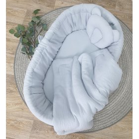 Lit en osier avec équipement pour bébé - gris, Ourbaby®