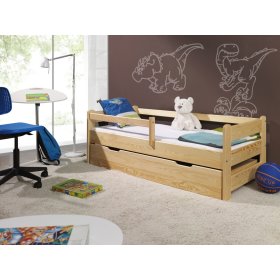Lit enfant Woody avec barrière - naturel, Ourbaby