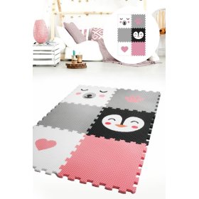 Tapis de jeu en mousse 6 pcs - Ours, pingouin, coeur et patte, VYLEN