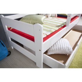 Lit Woody avec barrière - blanc, Ourbaby