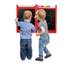 Tableau magnétique / craie pour enfants sur le mur - rouge