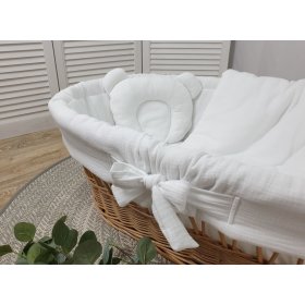 Parure de lit pour berceau en osier - blanc