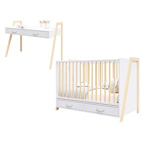 Lit bébé et bureau 2 en 1 CONE 120x60 - SCANDI