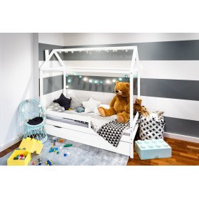 Lit enfant maison Paul - blanc, Ourbaby