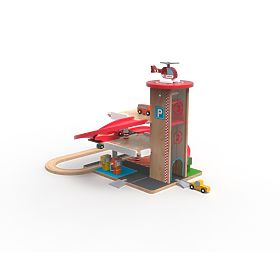 2Kids Toys Garage en bois avec circuit de train
