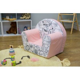 Chaise enfant Animaux de la forêt - rose-noir-blanc